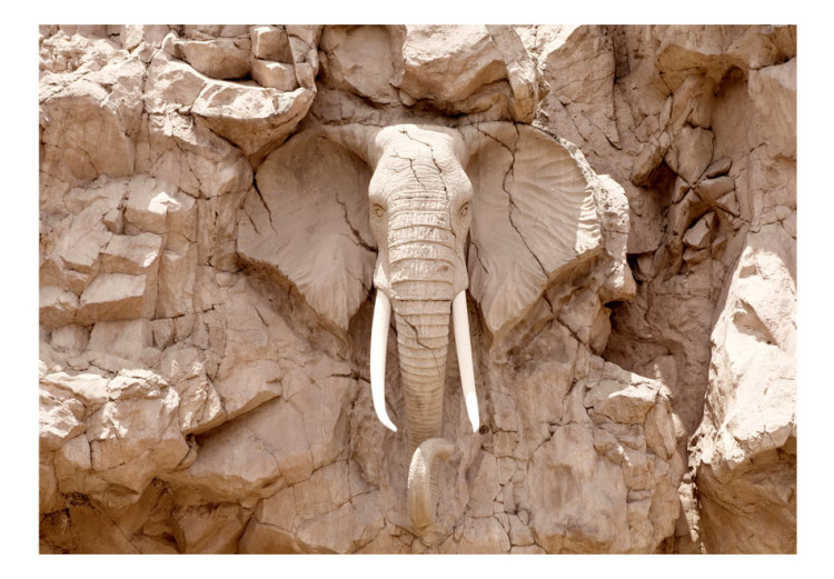 Fototapeta Rzeźba słonia z Afryki - zwierzęcy motyw rzeźby w jasnym kamieniu 64844 additionalImage 1