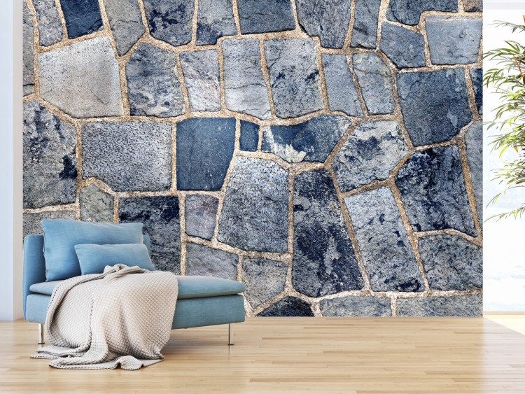 Fototapeta Elementy niebieskie - tło o nieregularnej teksturze bloków z kamienia 94244