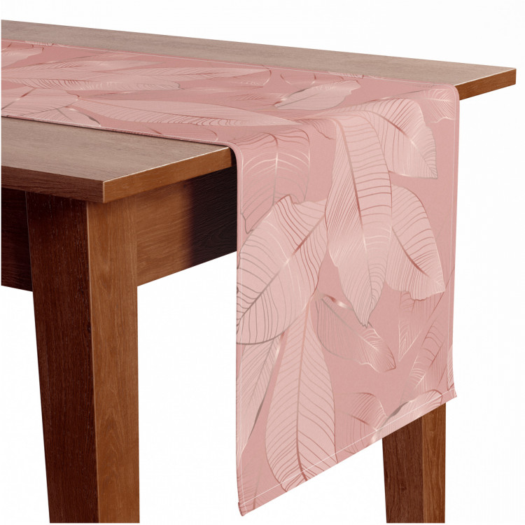 Bieżnik na stół Różowe wino - graficzne liście w odcieniach różu w stylu glamour 147154