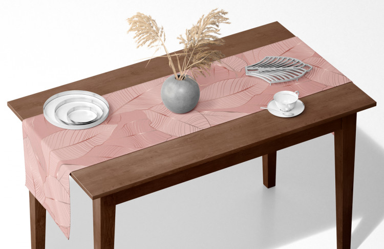 Bieżnik na stół Różowe wino - graficzne liście w odcieniach różu w stylu glamour 147154 additionalImage 3