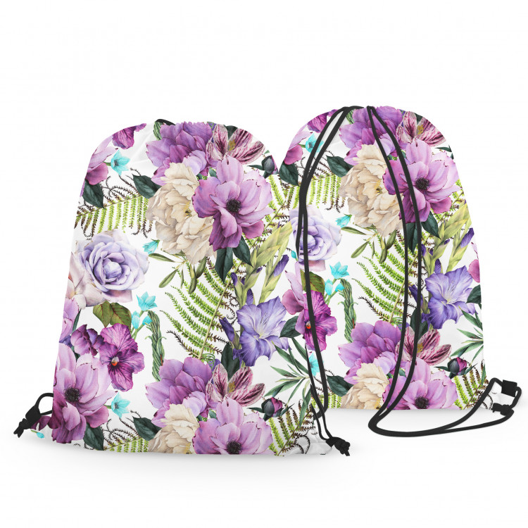 Worek plecak Radosny bukiet - kompozycja fioletowych kwiatów na białym tle 147564 additionalImage 3