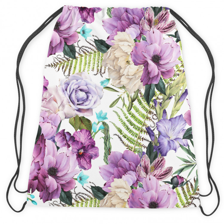 Worek plecak Radosny bukiet - kompozycja fioletowych kwiatów na białym tle 147564 additionalImage 2