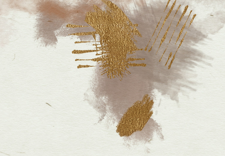 Obraz Abstrakcja w ciepłej tonacji - akwarelowa plamy barwne i ślady złota 146174 additionalImage 4