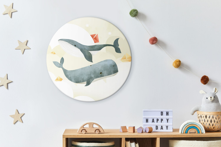 Obraz koło Akwarelowe wieloryby - kolorowe podwodne zwierzęta 148674 additionalImage 2