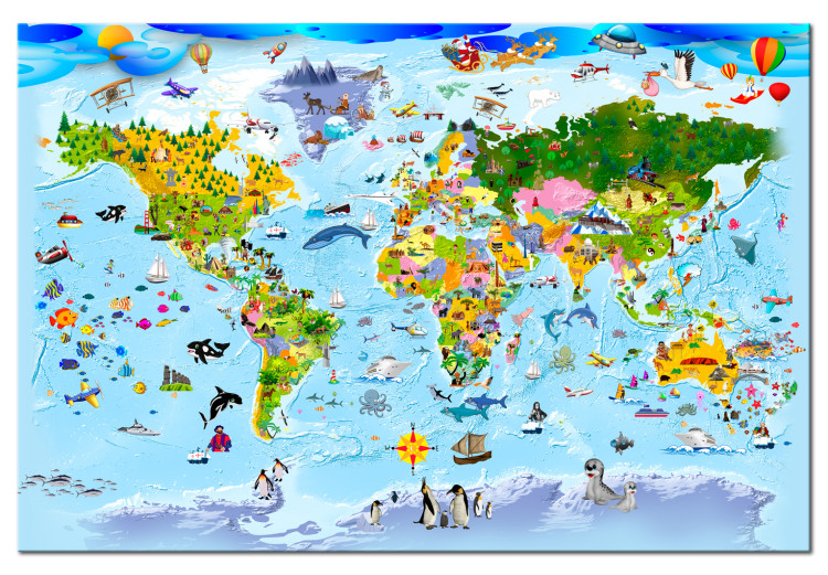 Obraz Mapa świata dla dzieci - kolorowe podróże 97574