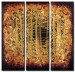 Obraz Głębia fantazji (3-częściowy) - złota abstrakcja z efektem podmuchu 48184