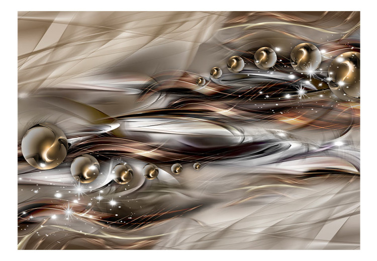 Fototapeta Brązowa ławica - monolita abstrakcja w złotobrązowe fale z deseniami 62484 additionalImage 1