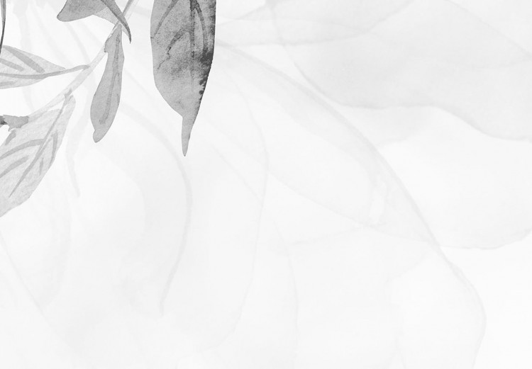 Obraz w kształcie koła Akwarela - przezroczyste czarno-białe gałązki, kwiatki i listki 148694 additionalImage 2