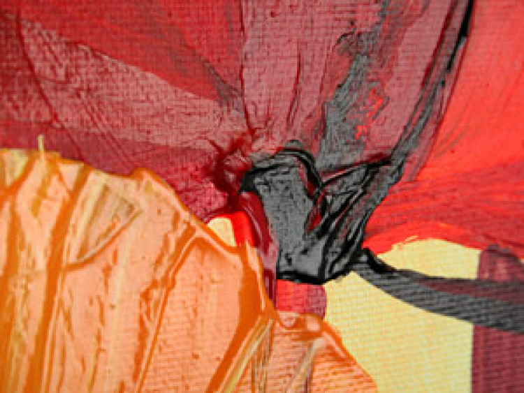 Obraz Czerwień maków (3-częściowy) - abstrakcyjny motyw kwiatowy z łuną 46605 additionalImage 3