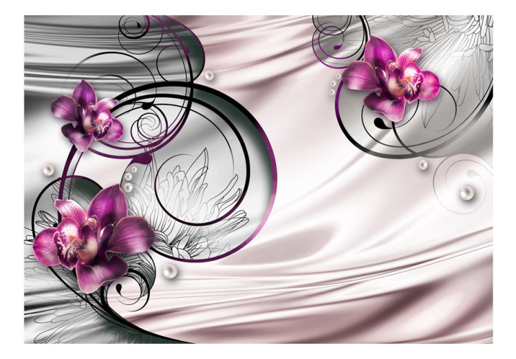 Fototapeta Fala przyjemności - abstrakcja kwiatów orchidei w fiolecie i z perłami 60305 additionalImage 1