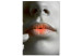 Obraz Ciepłe usta - zbliżenie na kobiecą twarz w odcieniach szarości  117515