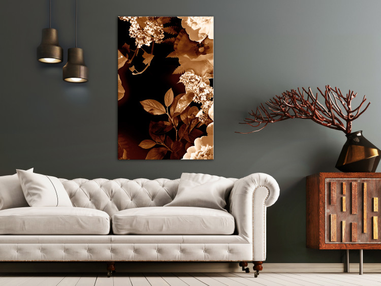 Obraz Jesienna kompozycja kwiatowa - motyw florystyczny w sepii i bieli 123915 additionalImage 3