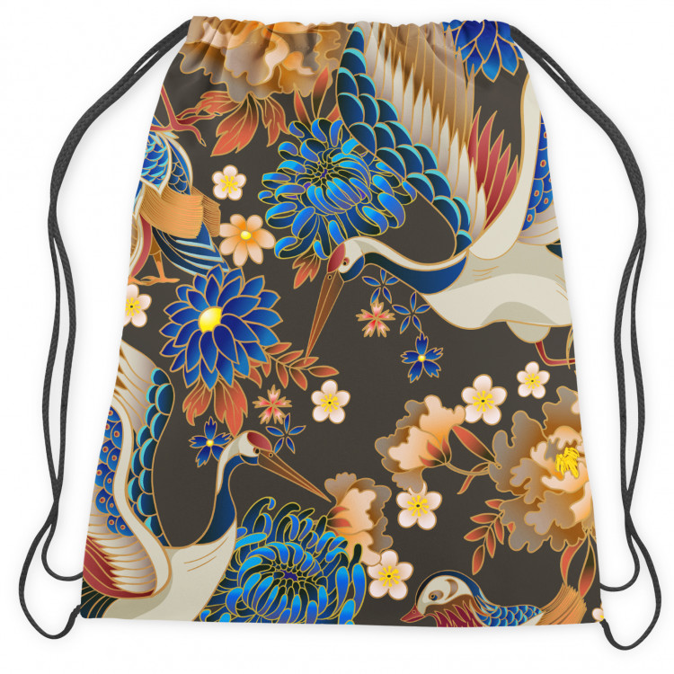 Worek plecak W ptasim raju – kompozycja z różnokolorowymi kwiatami na ciemnym tle 147615 additionalImage 2