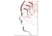Obraz Liściaste myśli - kontur profilu twarzy z abstrakcyjnym akcentem 119225