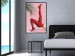 Plakat Czerwone rajstopy - kobiecie nogi, szpilki i liść palmy na różowym tle 144125 additionalThumb 21
