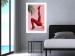 Plakat Czerwone rajstopy - kobiecie nogi, szpilki i liść palmy na różowym tle 144125 additionalThumb 13