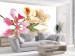 Fototapeta Kwiaty tropikalne - storczyki i kolorowy motyw kwiatowy na białym tle 60225