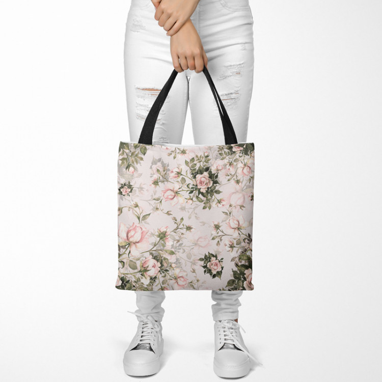 Torba na zakupy W różanym ogrodzie - kompozycja z kwiatami w odcieniach zieleni i różu 147445 additionalImage 3