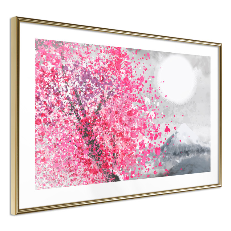 Plakat Japońskie widoki - pejzaż z górą Fudżi i różowym drzewem 145755 additionalImage 12