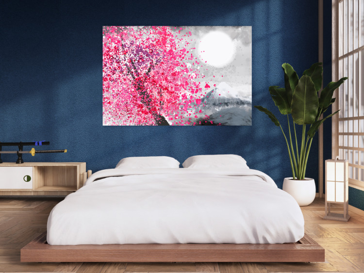 Plakat Japońskie widoki - pejzaż z górą Fudżi i różowym drzewem 145755 additionalImage 11