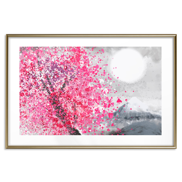 Plakat Japońskie widoki - pejzaż z górą Fudżi i różowym drzewem 145755 additionalImage 20