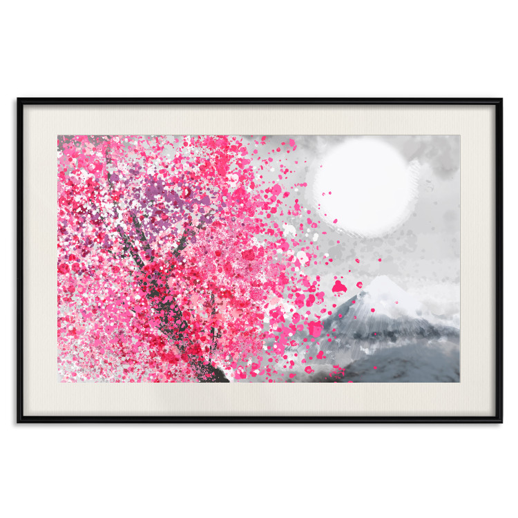 Plakat Japońskie widoki - pejzaż z górą Fudżi i różowym drzewem 145755 additionalImage 24