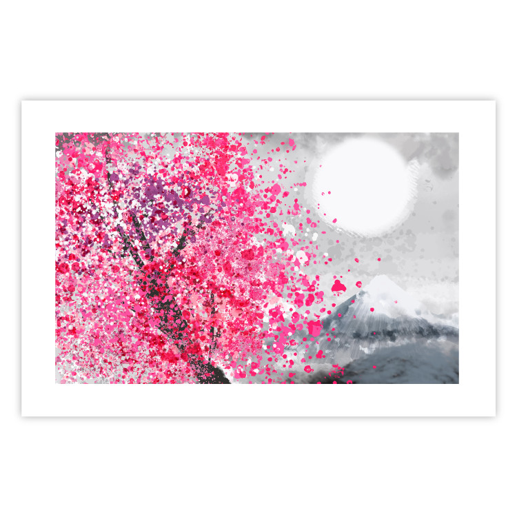 Plakat Japońskie widoki - pejzaż z górą Fudżi i różowym drzewem 145755 additionalImage 21