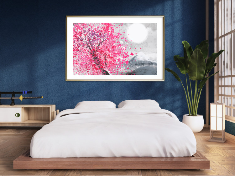 Plakat Japońskie widoki - pejzaż z górą Fudżi i różowym drzewem 145755 additionalImage 18
