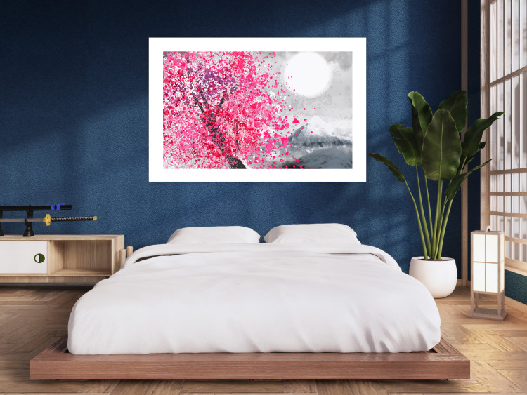 Plakat Japońskie widoki - pejzaż z górą Fudżi i różowym drzewem 145755 additionalImage 9