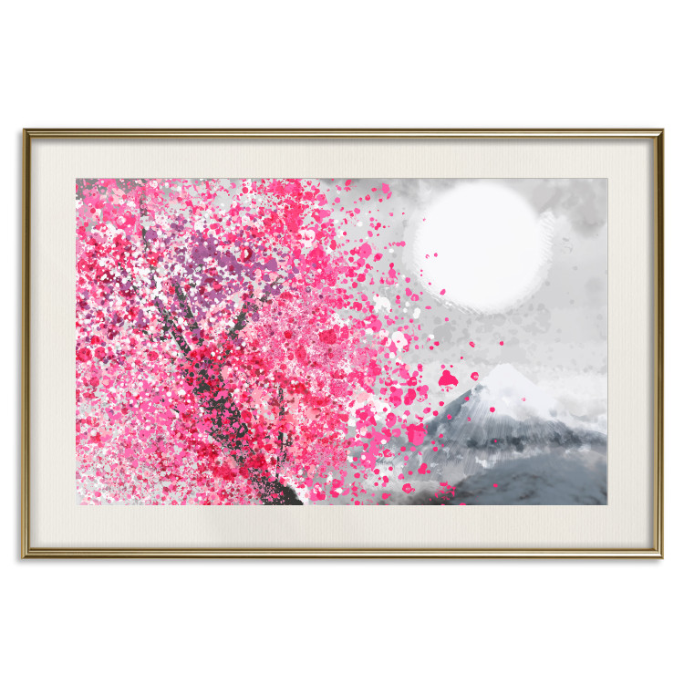 Plakat Japońskie widoki - pejzaż z górą Fudżi i różowym drzewem 145755 additionalImage 22