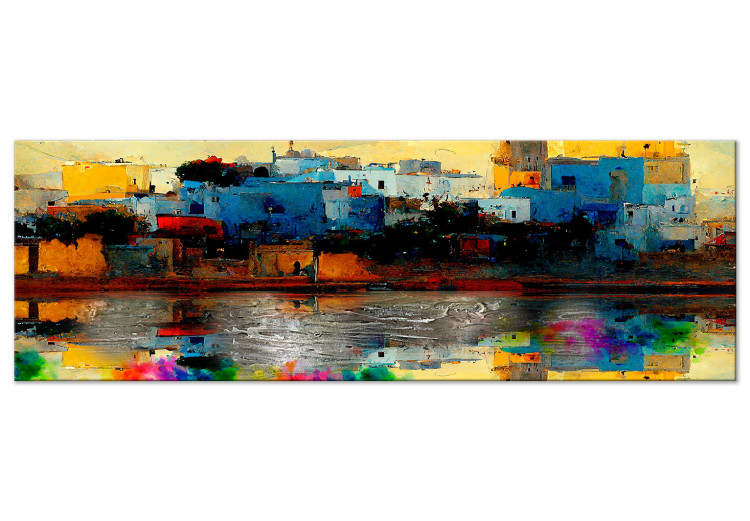 Obraz Kafsa, Tunezja - abstrakcyjne kolorowe miasteczko nad brzegiem morza 147655