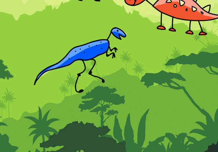 Obraz koło Dinozaury - śmieszne kolorowe smoki w dziecięcym lesie marzeń 148755 additionalImage 3