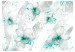Fototapeta Dźwięki subtelności - turkusowe kwiaty na tle o fantazyjnym wzorze 60455 additionalThumb 1