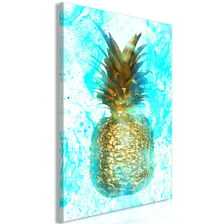 Obraz Złoty ananas - abstrakcja z martwą naturą na błękitnym tle 131675 additionalImage 2