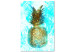Obraz Złoty ananas - abstrakcja z martwą naturą na błękitnym tle 131675