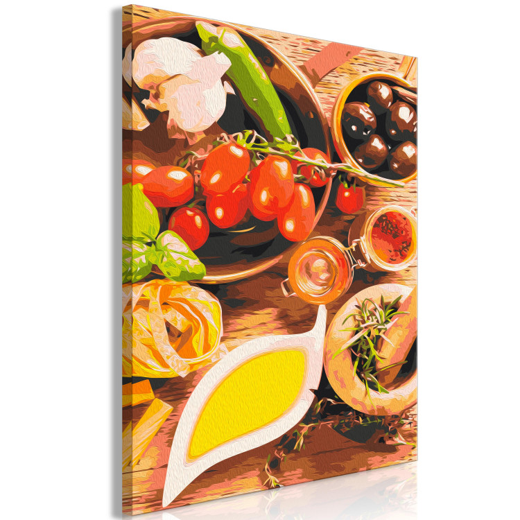 Obraz do malowania po numerach Włoskie smaki - warzywa i przyprawy na kuchennym drewnianym blacie 148875 additionalImage 3
