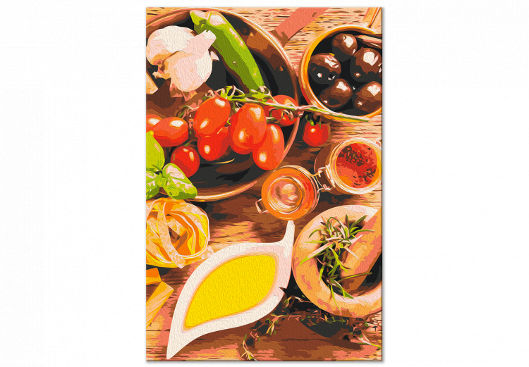 Obraz do malowania po numerach Włoskie smaki - warzywa i przyprawy na kuchennym drewnianym blacie 148875 additionalImage 6