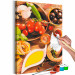 Obraz do malowania po numerach Włoskie smaki - warzywa i przyprawy na kuchennym drewnianym blacie 148875 additionalThumb 4