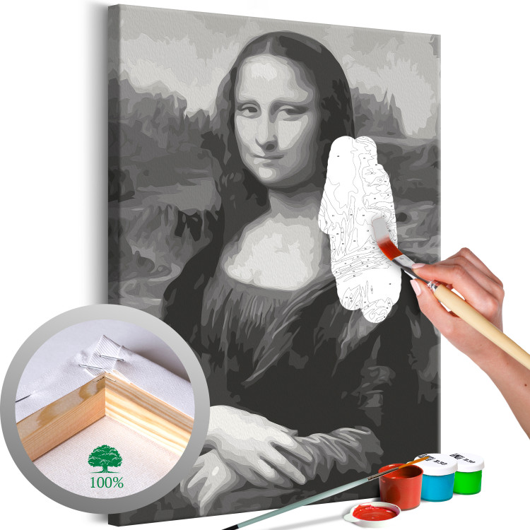 Obraz do malowania po numerach Czarno-biała Mona Lisa 127485