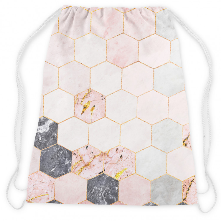 Worek plecak Marmurowe heksagony - marmurowa kompozycja glamour ze złotym wzorem 147485 additionalImage 2