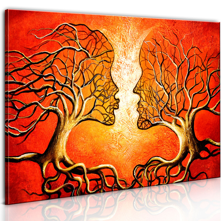 Obraz Gorący pocałunek (1-częściowy) - abstrakcja z parą z motywem drzewa 46885 additionalImage 2