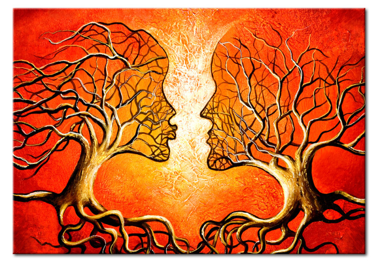 Obraz Gorący pocałunek (1-częściowy) - abstrakcja z parą z motywem drzewa 46885