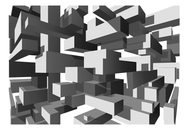 Fototapeta Szare nuty - geometryczna abstrakcja w szarościach tworząca efekt 3D 96716 additionalImage 1