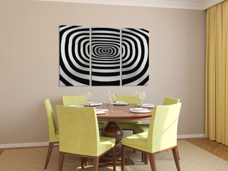 Obraz Okręgi tworzące głębię - czarno-biała grafika z iluzją efektu 3D 56126 additionalImage 3