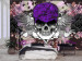 Fototapeta Abstrakcja - trupia czaszka w odcieniach fioletu na tle z kwiatami 114236