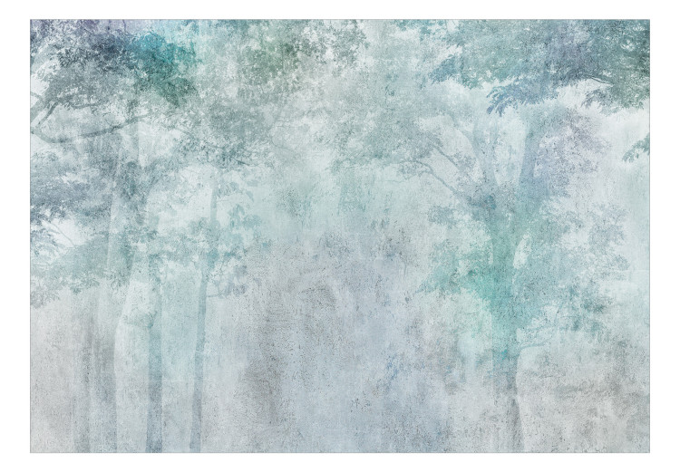 Fototapeta Leśny zamglony krajobraz - pejzaż drzew w lesie na betonowej teksturze 135436 additionalImage 1