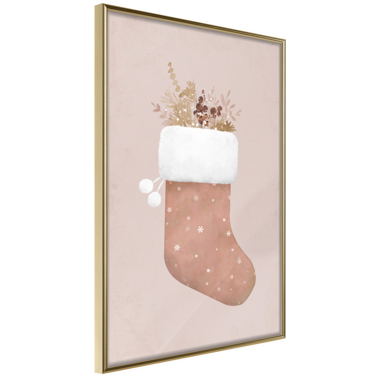 Plakat Boże Narodzenie w pastelach - świąteczna skarpeta z gałązkami roślin 148036 additionalImage 4