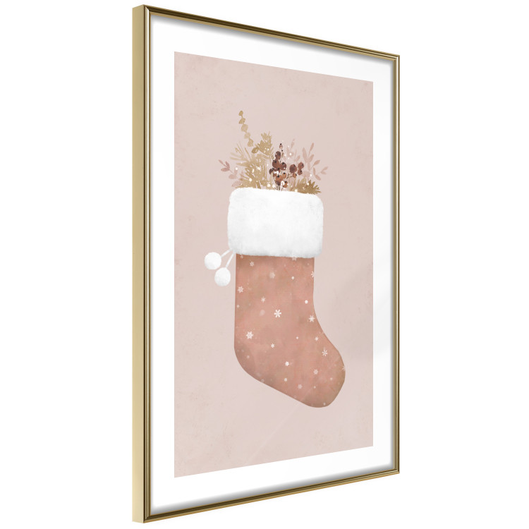 Plakat Boże Narodzenie w pastelach - świąteczna skarpeta z gałązkami roślin 148036 additionalImage 6