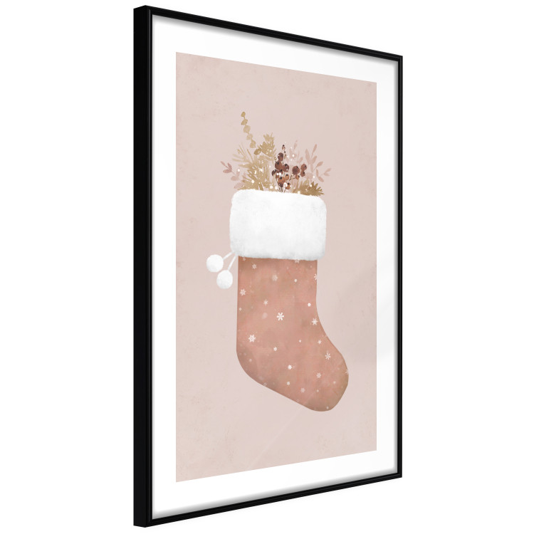 Plakat Boże Narodzenie w pastelach - świąteczna skarpeta z gałązkami roślin 148036 additionalImage 5