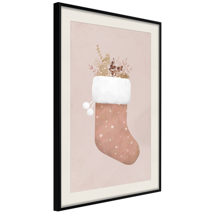 Plakat Boże Narodzenie w pastelach - świąteczna skarpeta z gałązkami roślin 148036 additionalImage 10